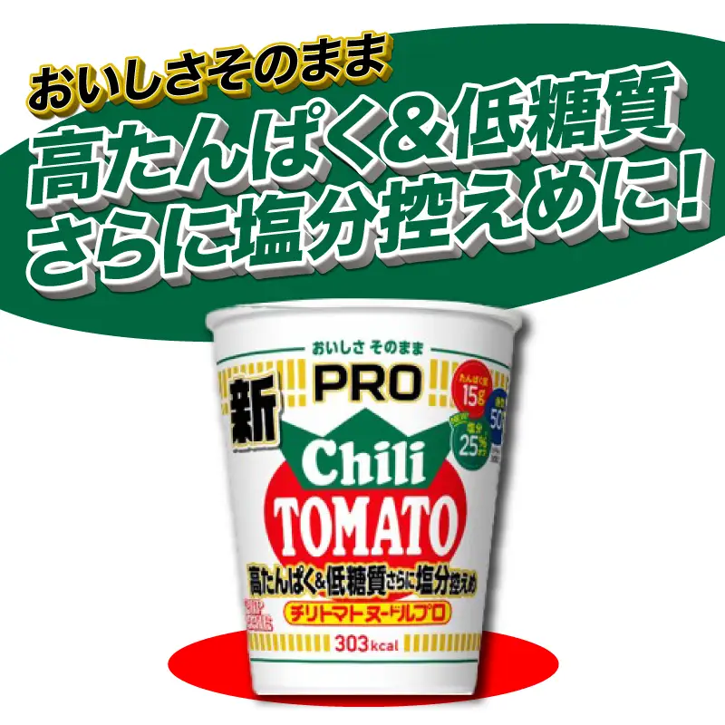 【定期便12回】 カップヌードルPRO チリトマト 12食入り カップヌードル JC
