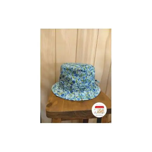 AO026【warmheart】モスグリーン×リバティのバケットハット/帽子(57.5cm)