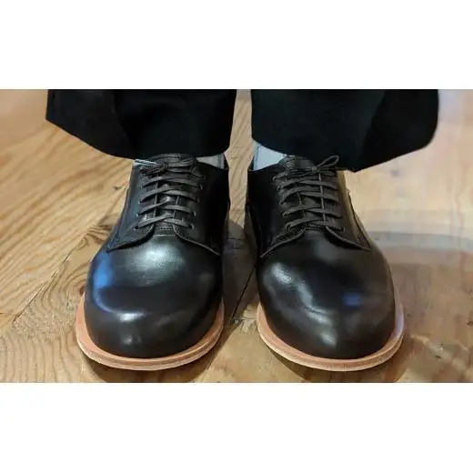 BL038【ももはら靴工房】木型から作るオーダーシューズ紐靴（外羽根）黒