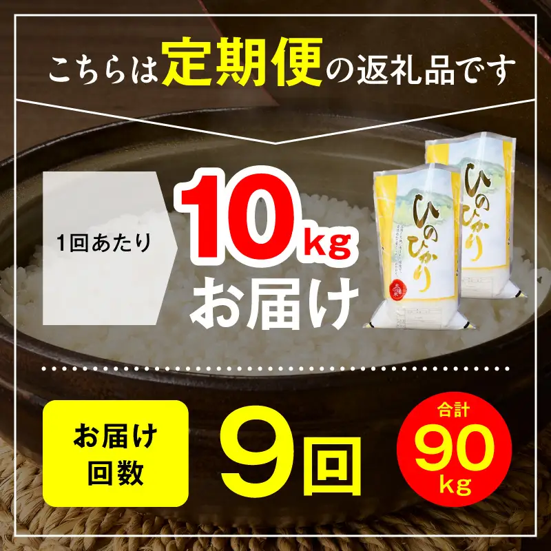 延岡産ヒノヒカリ（白米）10kg 9ヶ月定期便 N0218-YI032