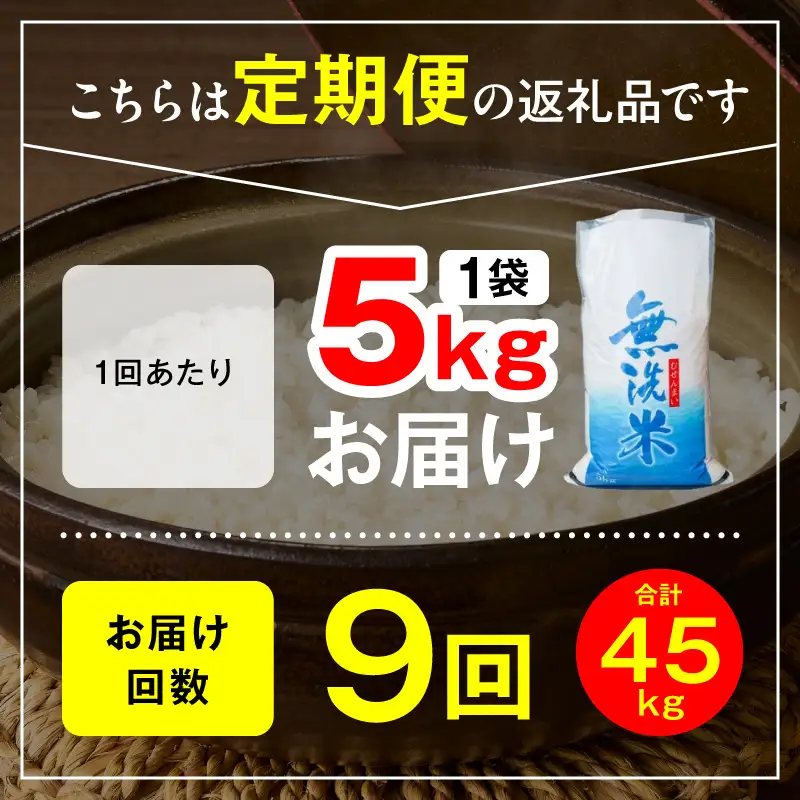 延岡産ヒノヒカリ（無洗米）5kg 9ヶ月定期便 N0218-YH072
