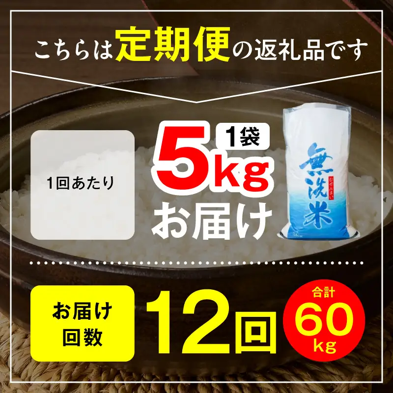 延岡産ヒノヒカリ（無洗米）5kg 12ヶ月定期便 N0218-YH073