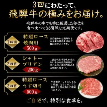 【3ヵ月毎定期便】特選ロース(焼肉・うす切り)とシャトーブリアン全3回【配送不可地域：離島】【4088142】