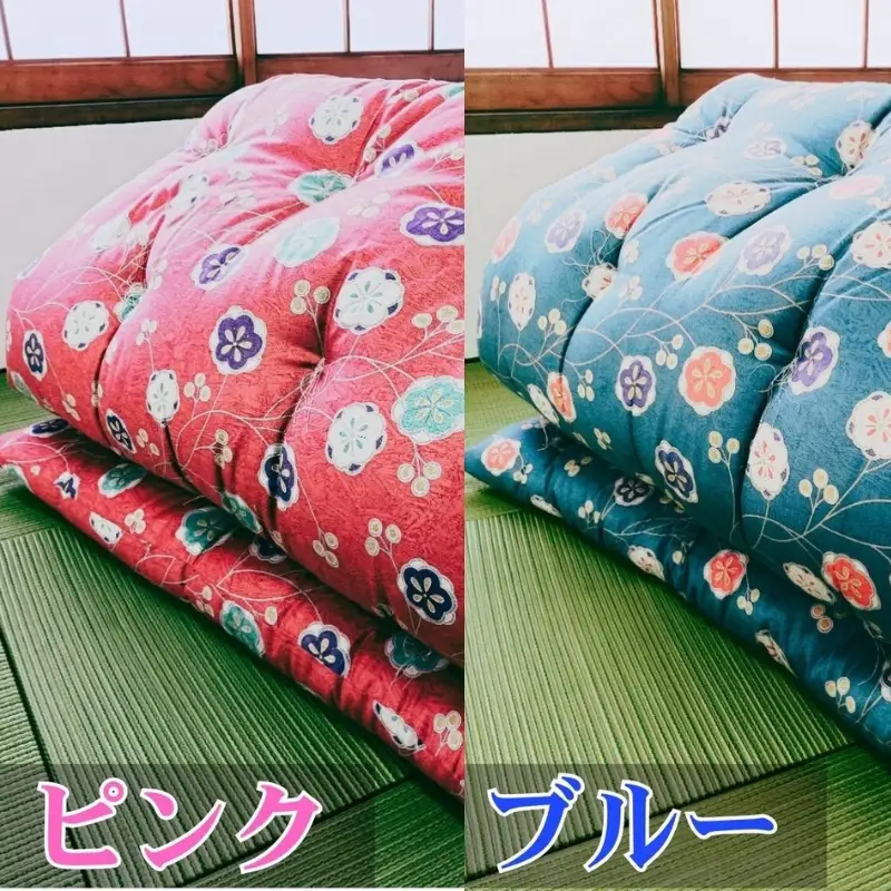 敷布団 シングル 混綿、綿70% ポリ30% ボリューム 4.5kg 職人手作り 和布団 ※配送不可:離島 和柄ピンク