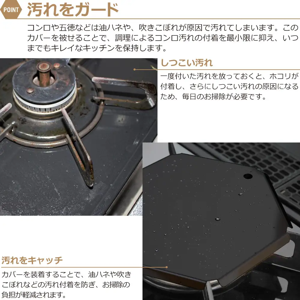 1351 ZEOOR ガスコンロ 五徳 カバー 大 小 2点セット コンロカバー