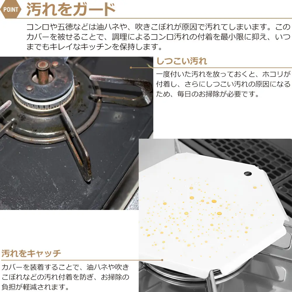 1352 ZEOOR ガスコンロ 五徳 カバー 大 小 2点セット コンロカバー ホワイト GS12-01WH