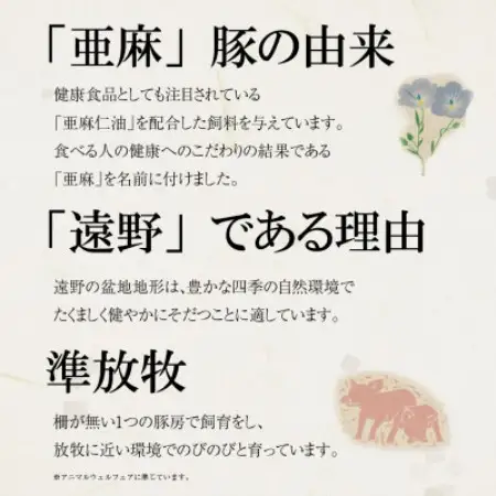 いわて純情豚 遠野産 亜麻豚 焼肉用 食べ比べ 合計1.8kg ロース モモ ウデ肉 各200g×3【配送不可地域：離島】【1476650】