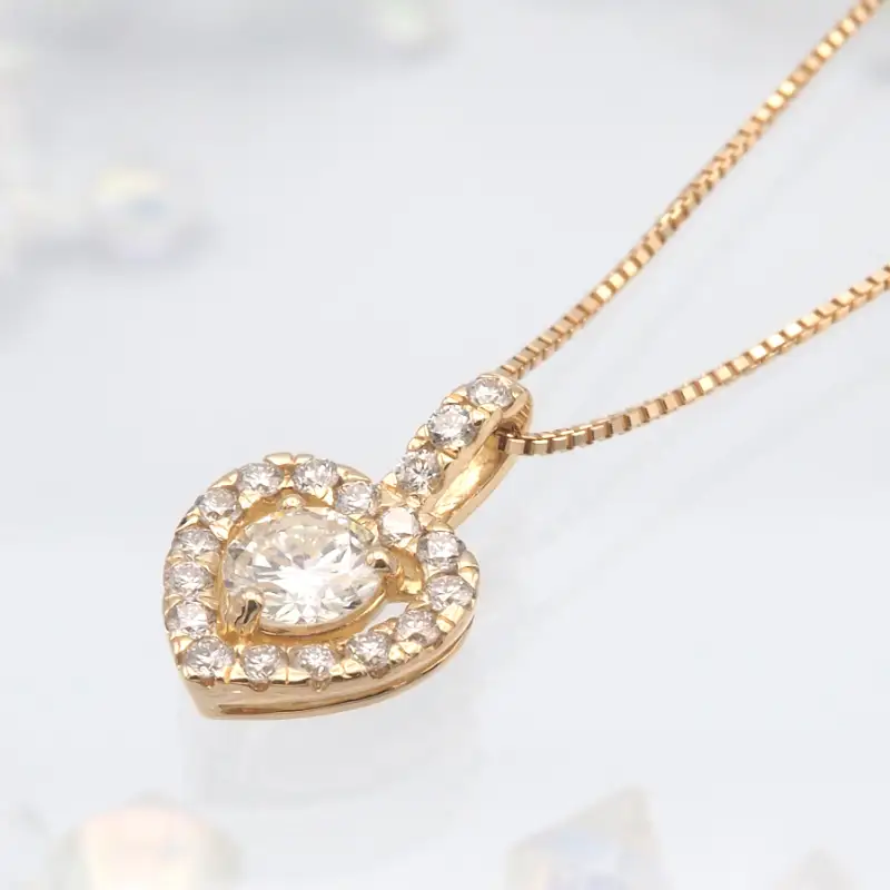 K18 0.65ct ハートダイヤモンド ペンダントネックレス　FHH-019959