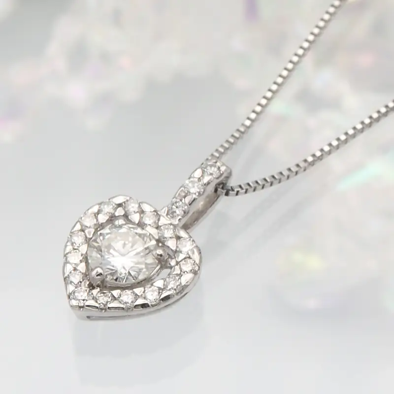 プラチナ　0.65ct　ハートダイヤモンド ペンダントネックレス　FHH-019689