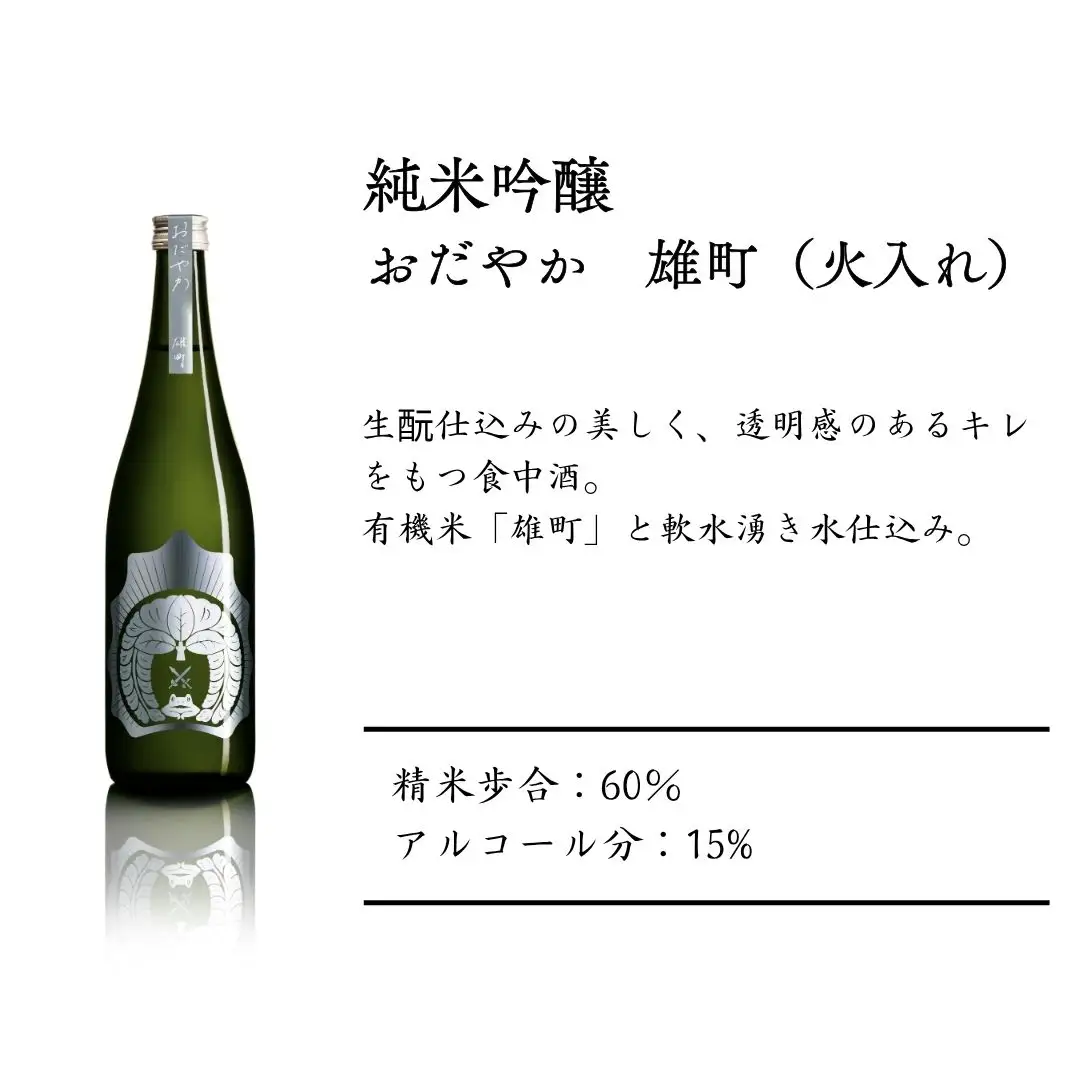 【南相馬産 雄町】日本酒 おだやか 雄町 純米酒 720ml 1本 仁井田本家 生もと仕込み  | 福島県  南相馬市 酒 四合瓶 オマチスト