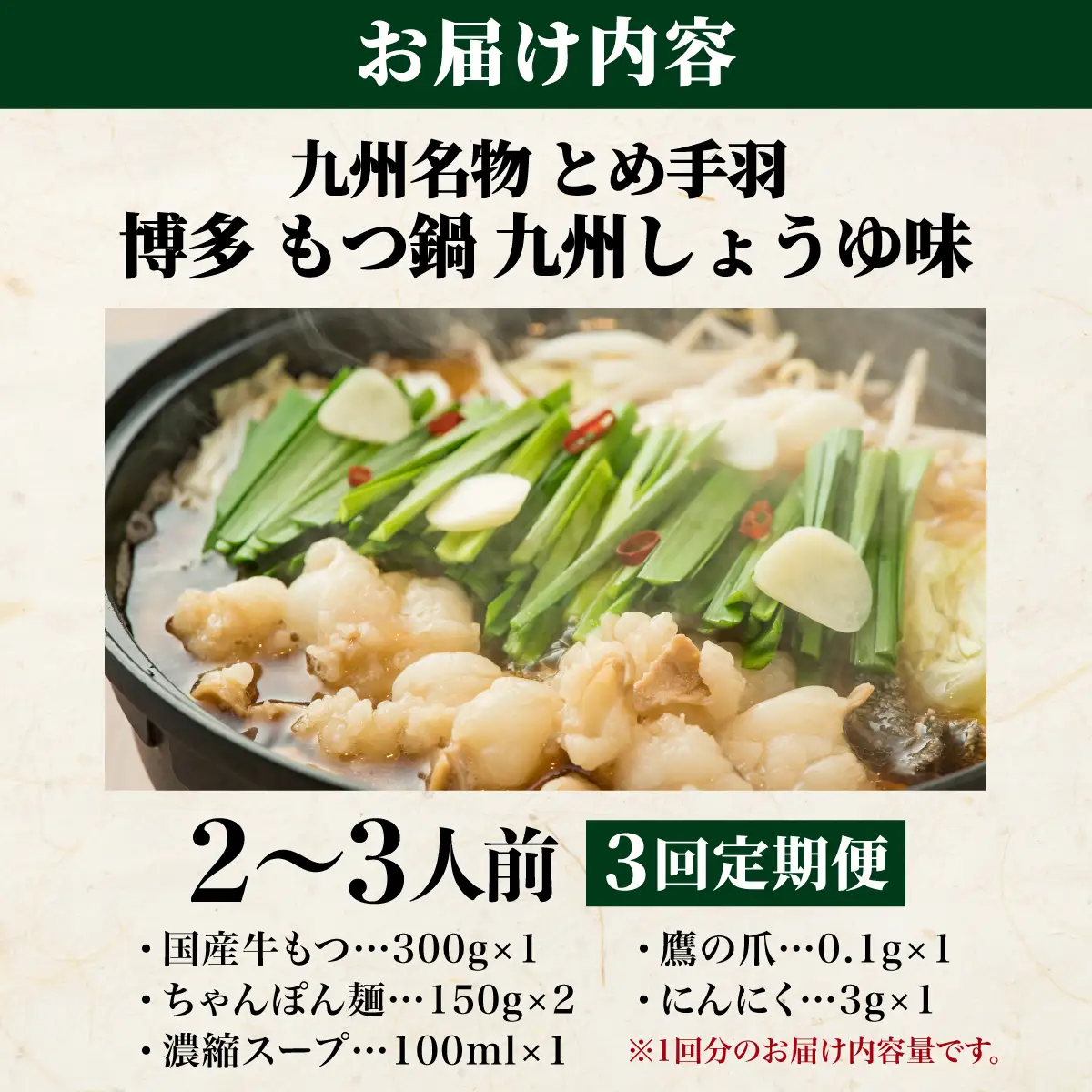 ＜定期便・全3回＞九州名物 とめ手羽 博多 もつ鍋 セット 九州しょうゆ味 2-3人前