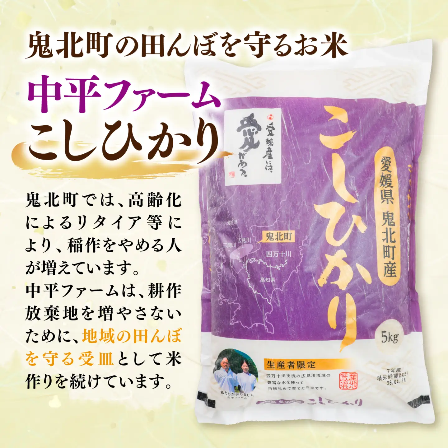 【先行予約】【令和8年産】鬼北町産 中平ファーム こしひかり 5kg 【米屋仕上げ】| R8年産 新米 精米 白米 ご飯 米 コシヒカリ お米のまつや 株式会社ドイ 愛媛県鬼北町