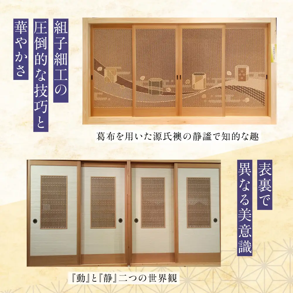 【内閣総理大臣賞受賞作】 吉祥文様組子建具「貝合わせ」 W3520×D30×H1850 | 家具 家具