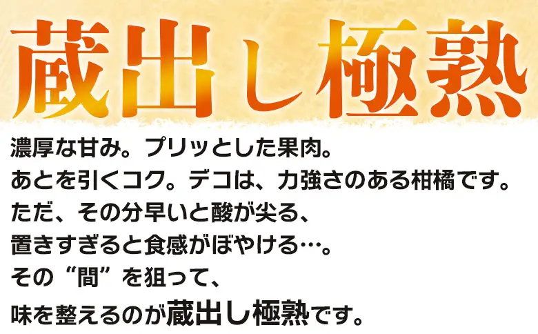 ＜蔵出し極熟デコ 約2kg＞『2027年4月上旬～8月下旬迄に順次発送予定』 でこぽん デコポン 不知火 しらぬい 熟成 くら 貯蔵 みかん 蜜柑 柑橘 かんきつ 果物 くだもの フルーツ ミカン 愛媛 国産 特産品 株式会社三代目みかん職人 愛媛県 西予市【冷蔵】OSM0017