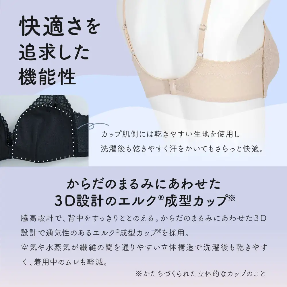 リニューアル【ウンナナクール】364ブラ レース＜LLサイズ＞オリーブ1枚｜京都 ワコール インナーブランド ラクときれいを叶えるノンワイヤーブラジャー 人気