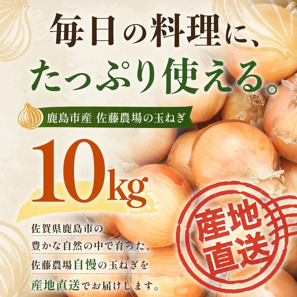 ＼生産者直送／佐藤農場が育てた鹿島市産玉ねぎ 10kg｜ 鹿島市産 玉ねぎ 佐藤農場 産地直送 新鮮 野菜 大容量 B-916