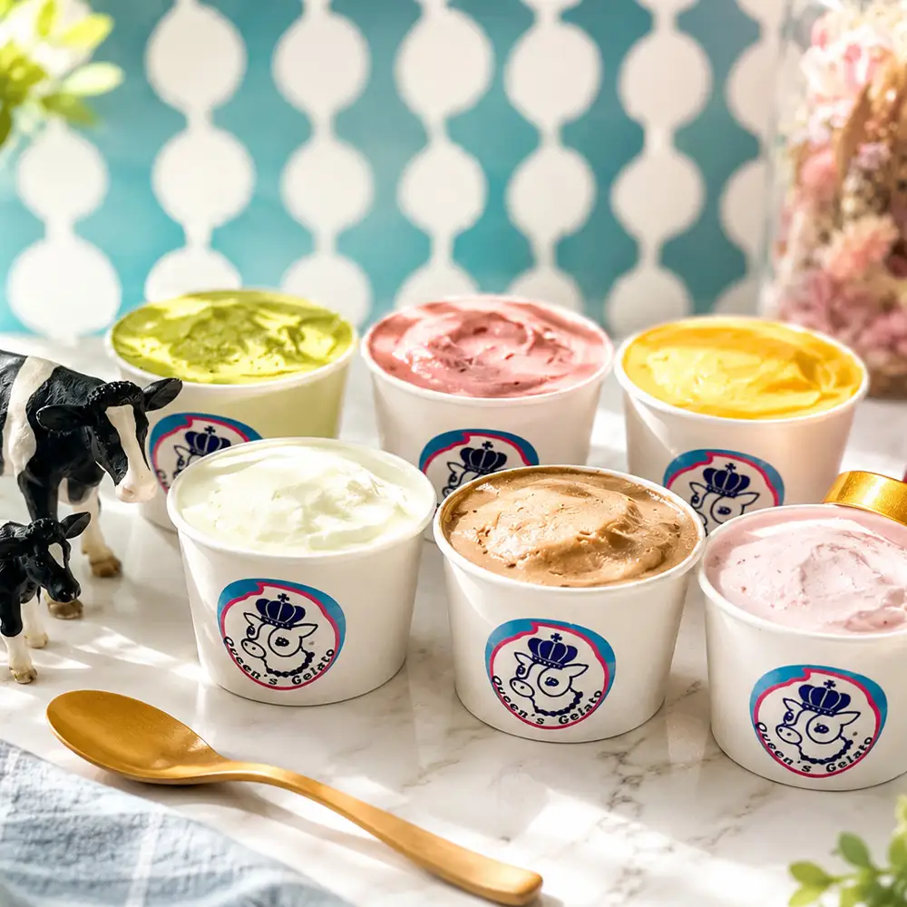 クイーンズジェラート レギュラーカップ12個セット 100ml×12個 （6種 各2個） | Queen’s Gelato クイーンファーム ジェラート 贈物 贈答 プレゼント ミルク クイーンミルク いちごミルク ミルクチョコ 抹茶 マンゴーソルベ　あまおうソルベ QF-3