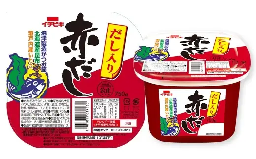 イチビキ カップみそ だし入り赤だし 750g × 8個 計6kg みそ 赤だしみそ 赤みそ 赤味噌 味噌 ミソ 豆みそ 焼津製造かつお節 かつお節 北海道産昆布 昆布 瀬戸内産いりこ いりこ 赤だし 調味料 だし