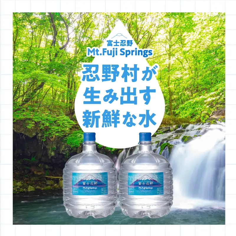 【12ヶ月定期便】富士忍野　Mt．Fuji　Springs　12L×2本　12ヶ月コース（ウォーターサーバーレンタル無料）【SHC-F9000SW（床置型）】