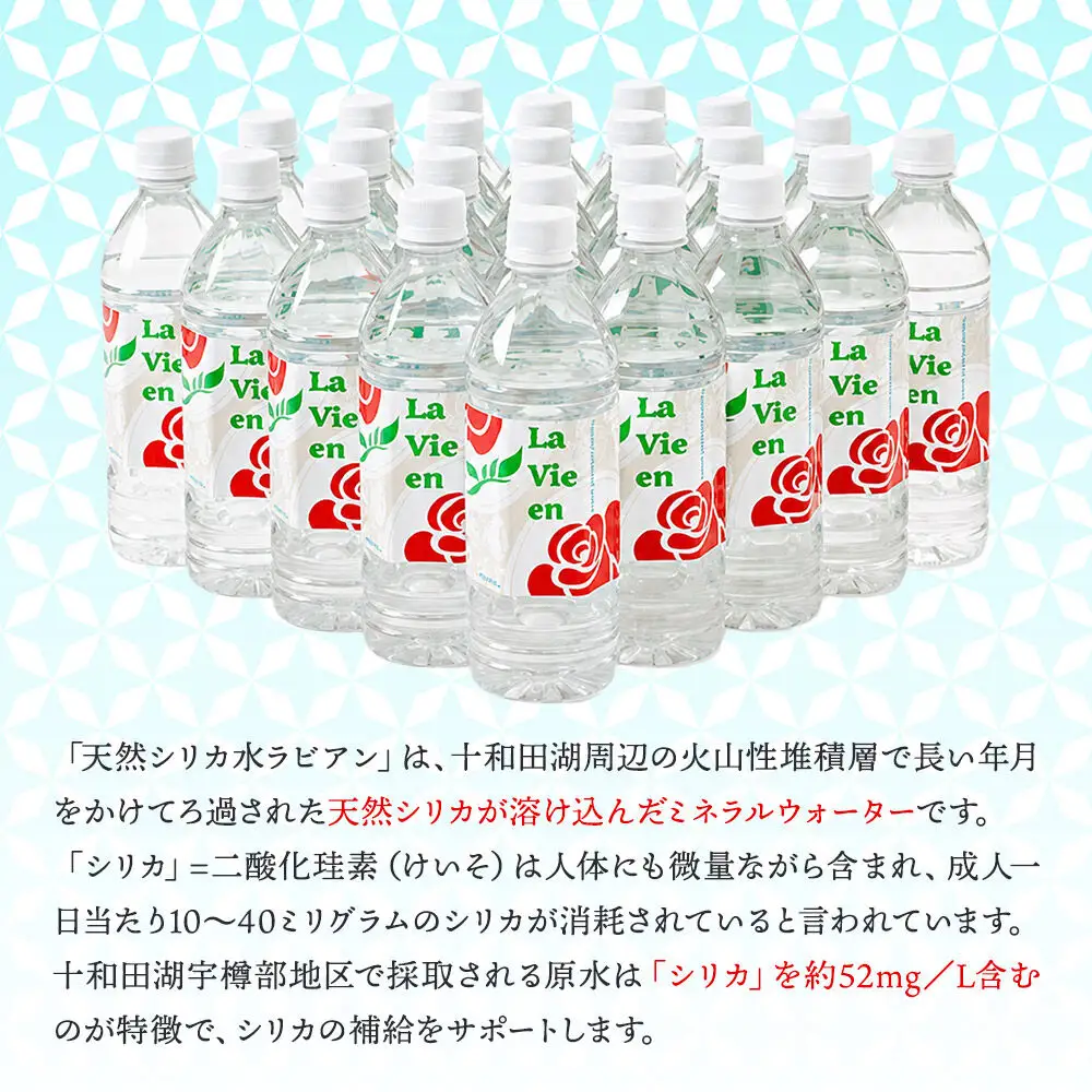 《定期便11ヶ月》 天然シリカ水ラビアン ミネラルウォーター 500ml×24本（1箱）青森県十和田市