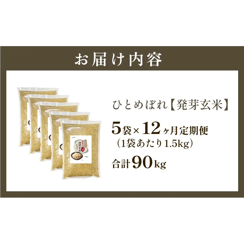特A ひとめぼれ 米 残留農薬ゼロ 発芽玄米 1.5kg × 5袋 12ヶ月 毎月定期便 無洗米 令和7年度産 玄米 こめ コメ お米 ヒトメボレ ご飯 ライス 大分県 大分 玖珠町 玖珠