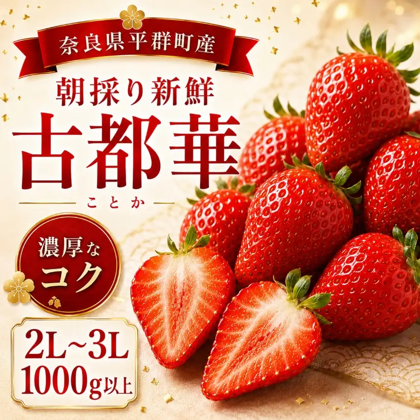 AO03 朝採りの新鮮な古都華２L～３L 1000ｇ以上 いちごいちえ | 果物 くだもの フルーツ 苺 イチゴ いちご ストロベリー 古都華 ことか 希少 濃厚コク 芳醇 果肉 しっとり 旬の品種 奈良県 平群町