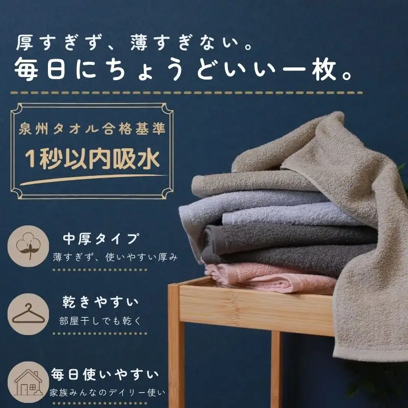 デイリーフェイスタオル 10枚セット (ライトグレー・ピンクベージュ）