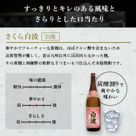 【毎月定期便】薩摩酒造の本格焼酎【さくら白波】1800ml×2本セット CC0-0020全2回【配送不可地域：離島】【4088247】
