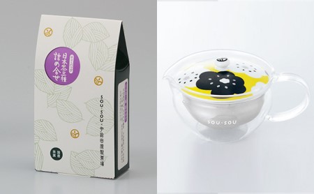 SOU・SOUほほえみ茶器セット〈お茶 茶 煎茶 緑茶 玄米茶 ほうじ茶 ティーバッグ コラボ 急須 耐熱ガラス 宇治抹茶 飲料 工芸品 加工食品 日用品〉 飲料類 ほうじ茶 