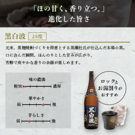 【毎月定期便】枕崎の定番焼酎【黒白波】1800ml×2本セット【薩摩焼酎】DD0-0012全3回【配送不可地域：離島】【4088709】