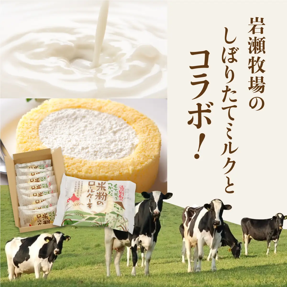【えんべつもち米スイーツ】米粉のロールケーキ（８個入り）