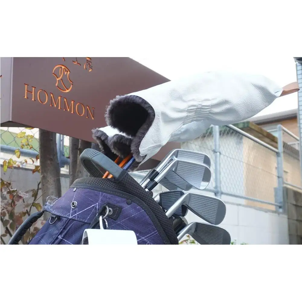 博多革工房HOMMONが作ったゴルフウッド用ヘッドカバー【牛革】：ホワイト＃X