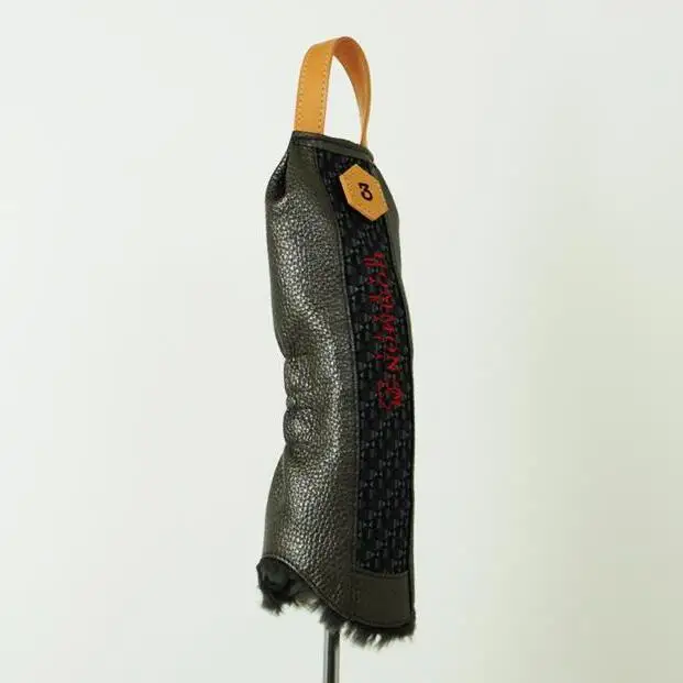 博多革工房HOMMONが作ったゴルフウッド用ヘッドカバー【博多織・牛革コンビ】：ダークグレー＃5