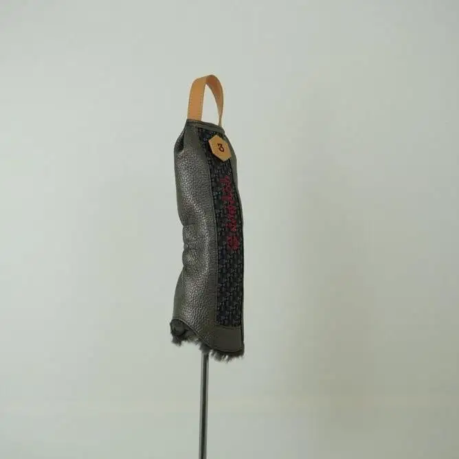 博多革工房HOMMONが作ったゴルフウッド用ヘッドカバー【博多織・牛革】：ダークグレー＃X