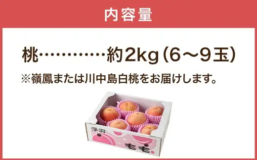 【ふるさと納税】【先行予約】桃 白桃 嶺鳳 川中島白桃 2kg 6〜9玉 もも ピーチ フルーツ 果物 くだもの 国産 福岡県産 甘い おいしい 旬 夏&nbsp;お中元 ギフト 贈答 お祝い&nbsp;内祝い プレゼント 産地直送 冷蔵 送料無料 福岡県 うきは市【2026年7月上旬〜8月上旬発送予定】