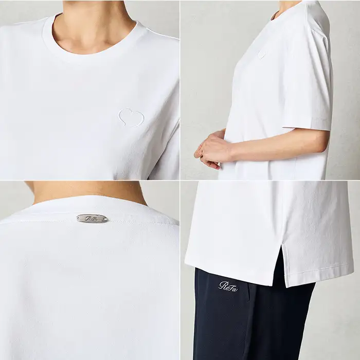 【ホワイト S】ReFa バイタルテック コンフォートジャージー クルーネックTシャツハートコレクション　Aira#3 mono