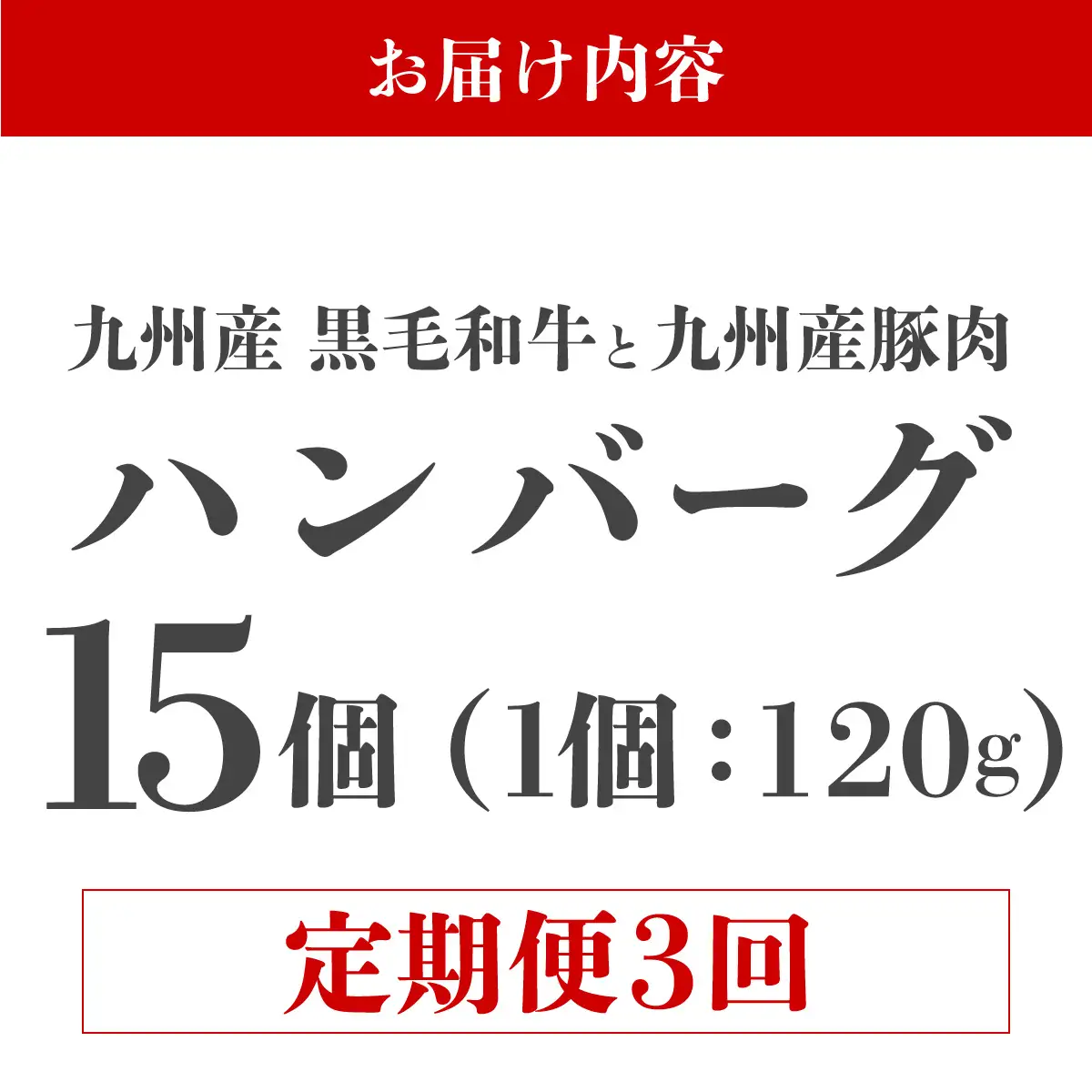 ＜定期便・全3回＞九州産黒毛和牛と九州産豚肉 ハンバーグ 15個セット