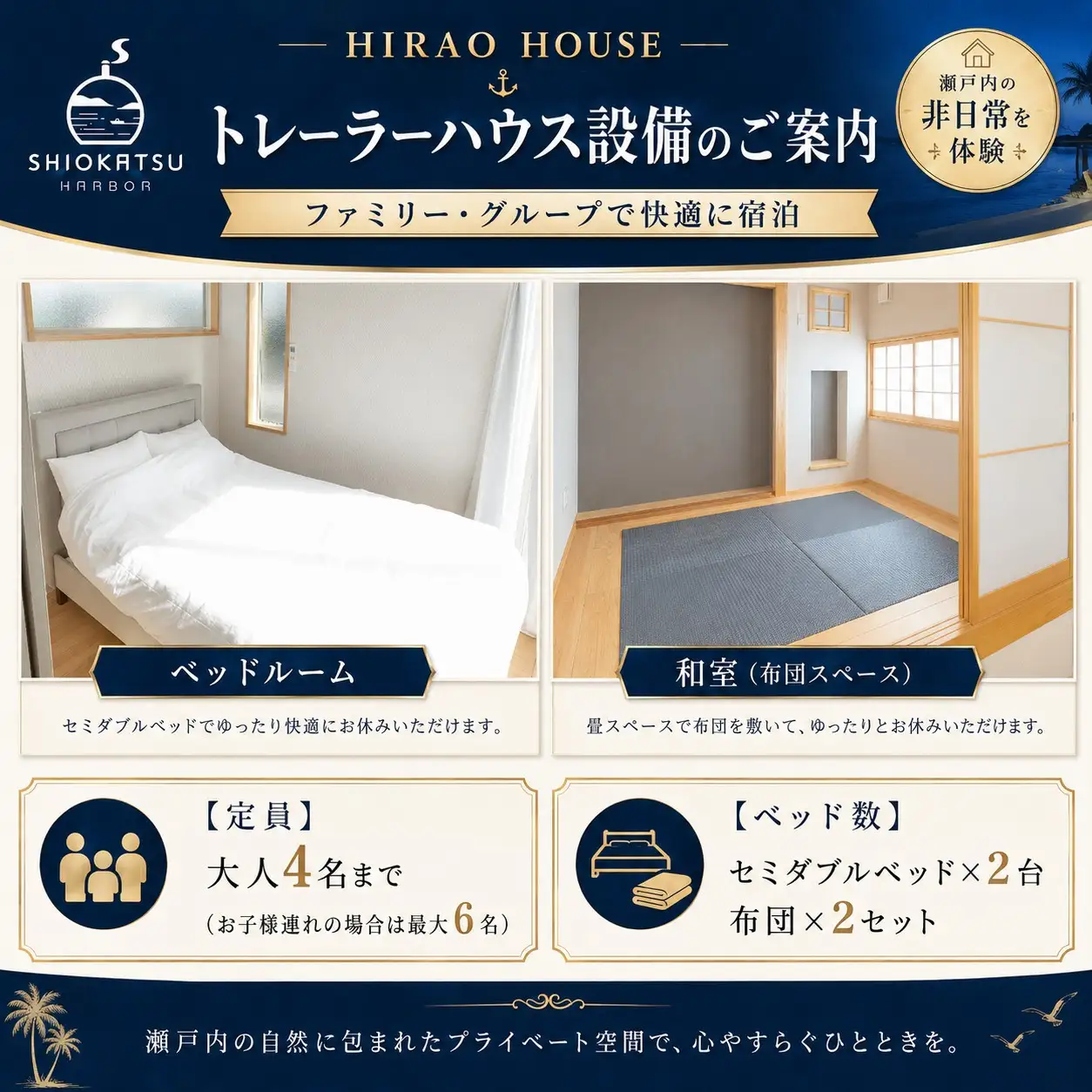 しお活HARBOR 1棟貸 トレーラーハウス 1泊 宿泊券