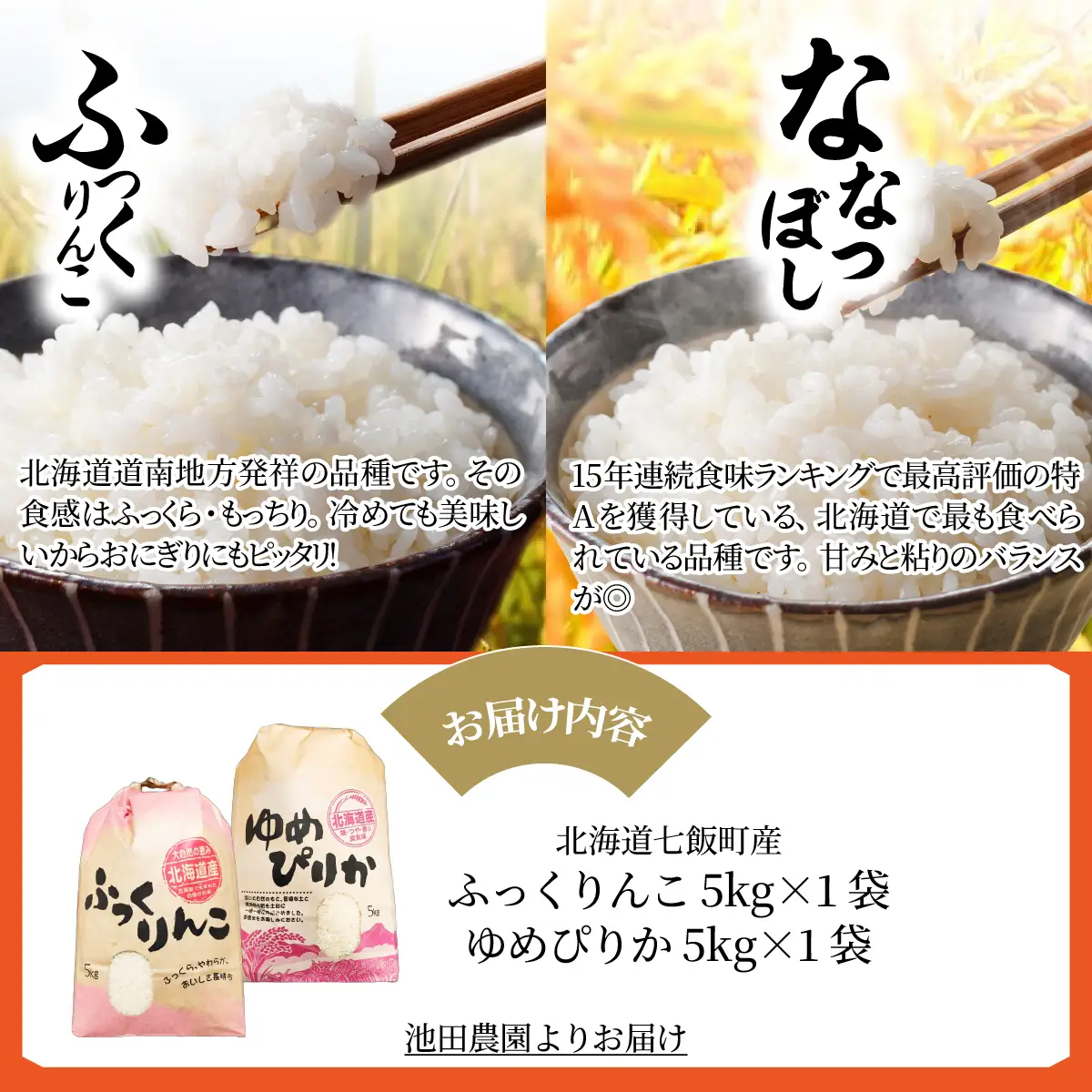 【先行予約 令和8年10月下旬発送】ゆめぴりか・ななつぼし食べ比べセットB(5kg×2種) NABR005