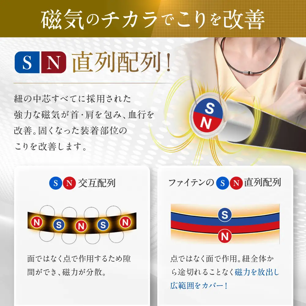 【ファイテン】RAKUWA磁気ネックレス ローレット(管理医療機器)シルバー/ブラック＜50cm＞｜京都 人気ブランド ネックレス
