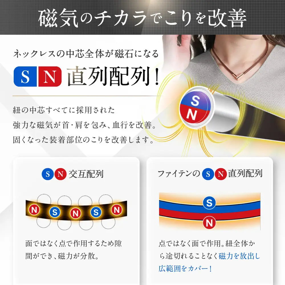 【ファイテン】RAKUWA磁気ネックレス チョッパースクエア(管理医療機器)ゴールド/ブラック＜50cm＞｜京都 人気ブランド ネックレス