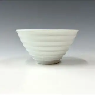 有田焼 白磁線彫碗 お茶碗【中仙窯・中尾純作】作家 作家もの 中尾純 お茶碗 おちゃわん 白磁 伝統工芸 器 うつわ 皿 A20-669