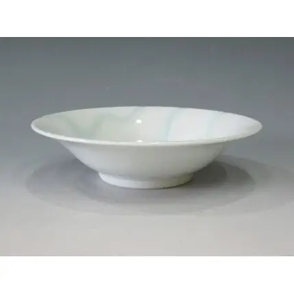 日展会友 照井一玄作 有田焼 白磁深皿 水の中【岳窯】食器 器 うつわ 白磁 盛鉢 ボウル 和食器 ろくろ成形 彫刻 青白 作家 作家もの 照井一玄 A20-673