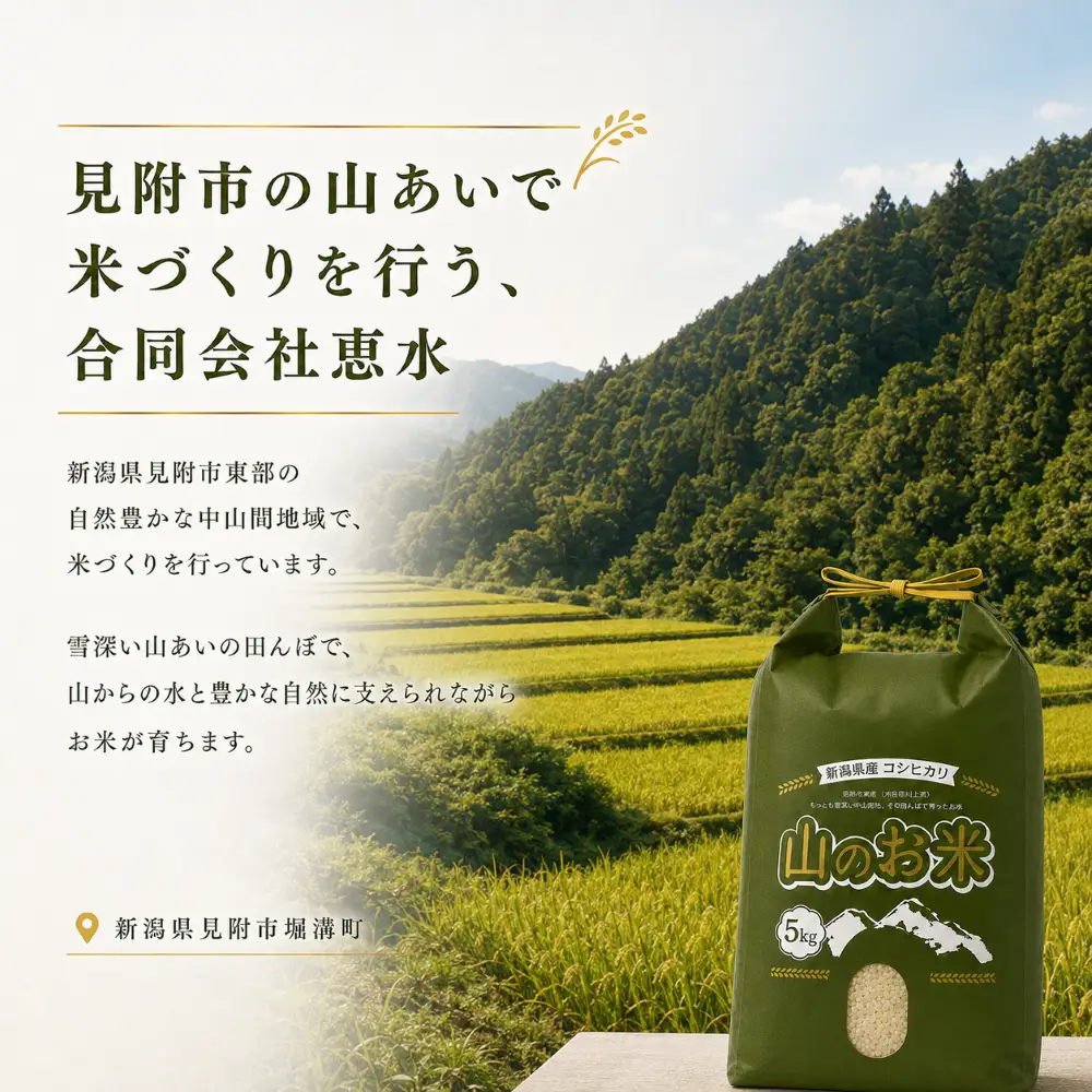 令和8年産 山のお米　新潟県産コシヒカリ精米2kg