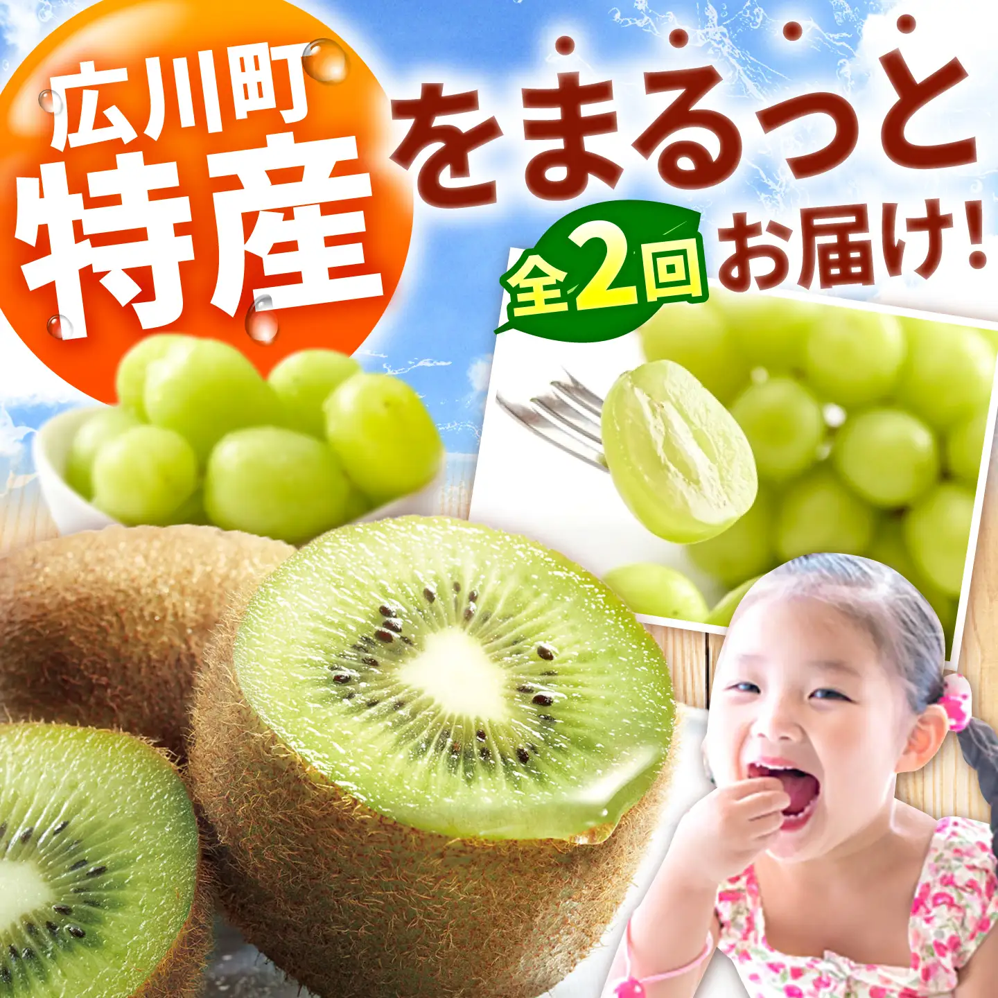 【2回定期便】フルーツ定期便（シャインマスカット/キウイ） 広川町 / JAふくおか八女農産物直売所どろや[AFAB123]