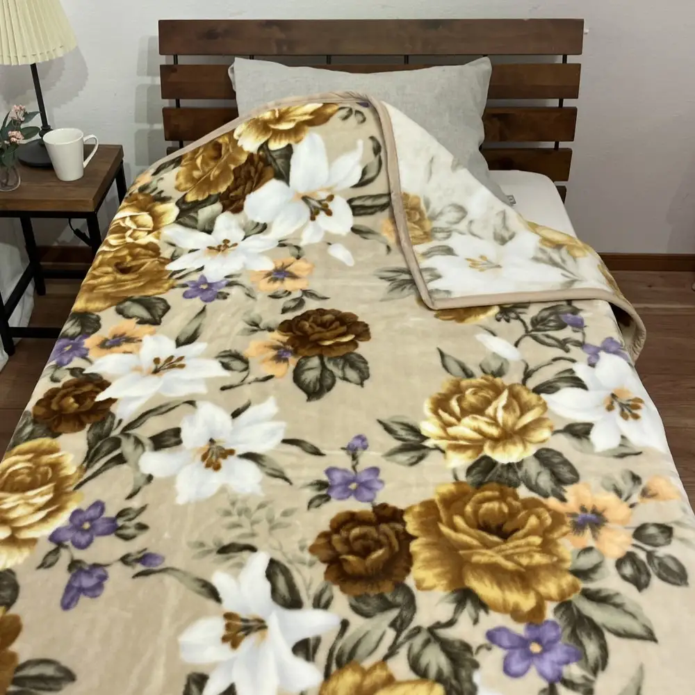 C.R.P加工毛布 マイヤー毛布 【ダブル】 ベージュ 1枚 (ニューマイヤー毛布) 11755W | 温泉毛布 防寒 寒さ対策 節電対策 快眠 洗濯可能