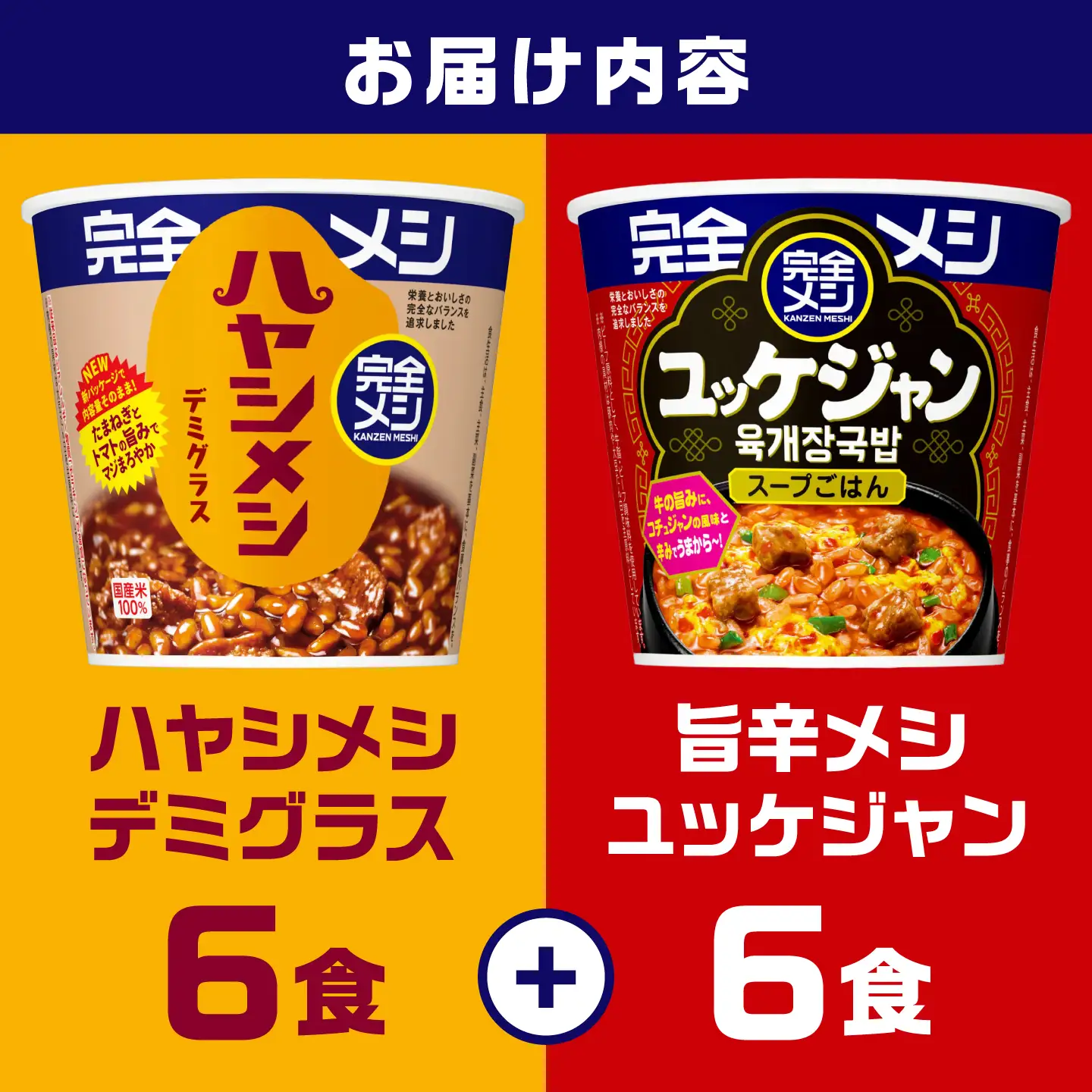 完全メシ ハヤシメシ デミグラス × 旨辛ユッケジャン 計2ケース [BIBI064] 完全メシ