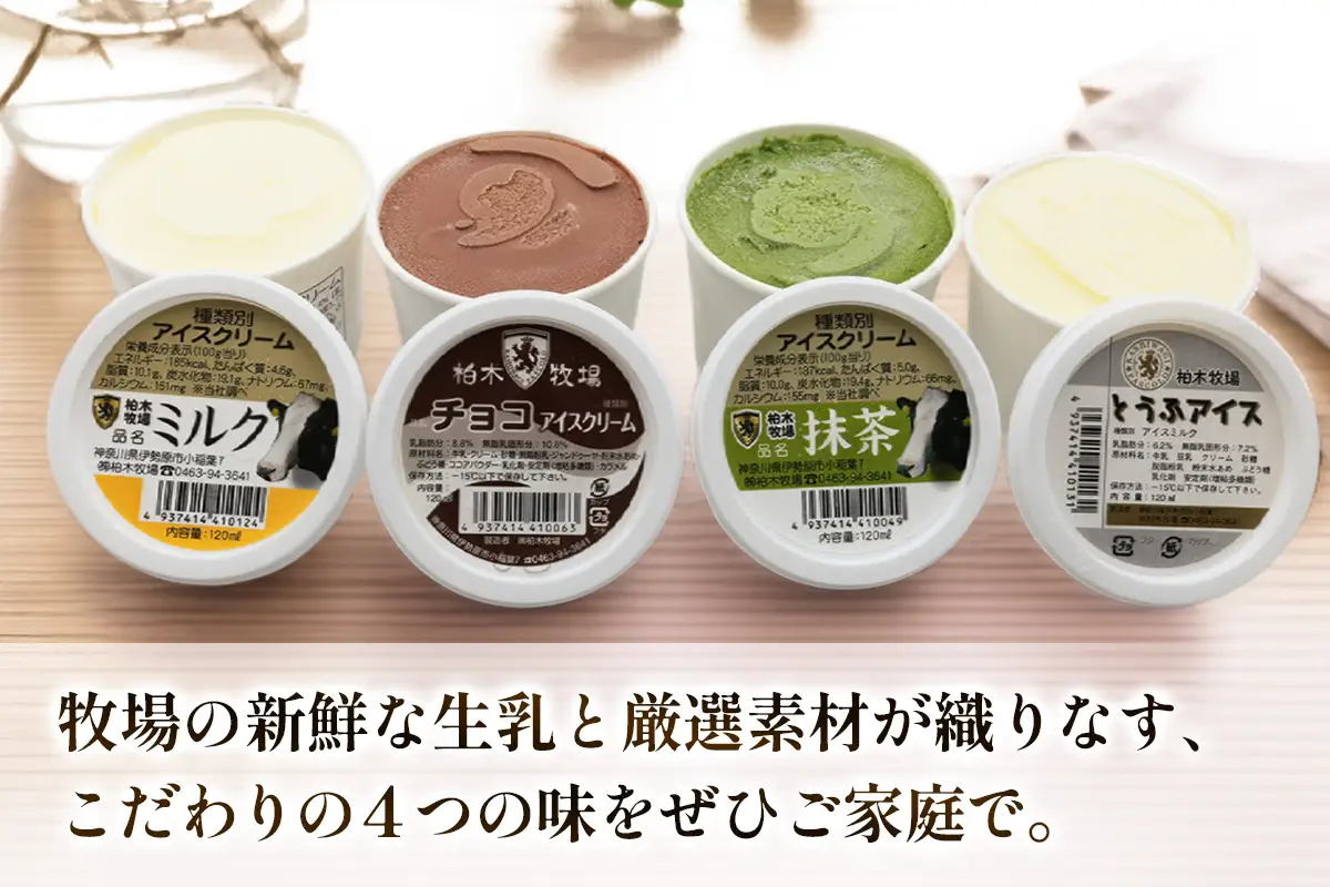 [定期便／3ヶ月連続] 柏木牧場 手づくりアイスクリーム食べ比べ 計36個 (4種 各3個セット×3回・120ml／個) [1254]