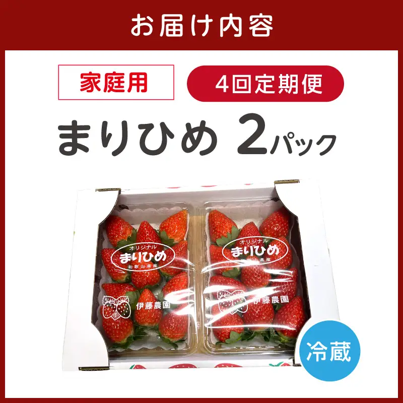 【4回定期便】大粒の贅沢！毎月届く幸せ「まりひめ」を農家直送で【家庭用】2パック ＜固定月発送＞ 【配送不可地域：北海道・青森・秋田・岩手・沖縄・離島】【8074】