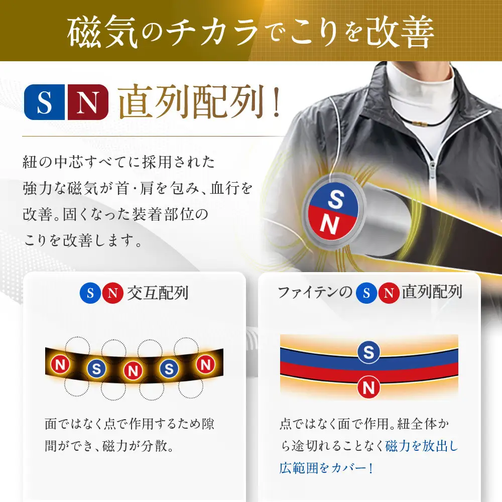 【ファイテン】RAKUWA磁気チタンネックレス BULLET(管理医療機器)ブラック/ブラック＜50cm＞｜京都 人気ブランド ネックレス